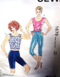 1679 KWIK SEW  STRETCH CROPPED TIGHTS LENGTHS, CROP TOP, BAND PATTERN XS-LG